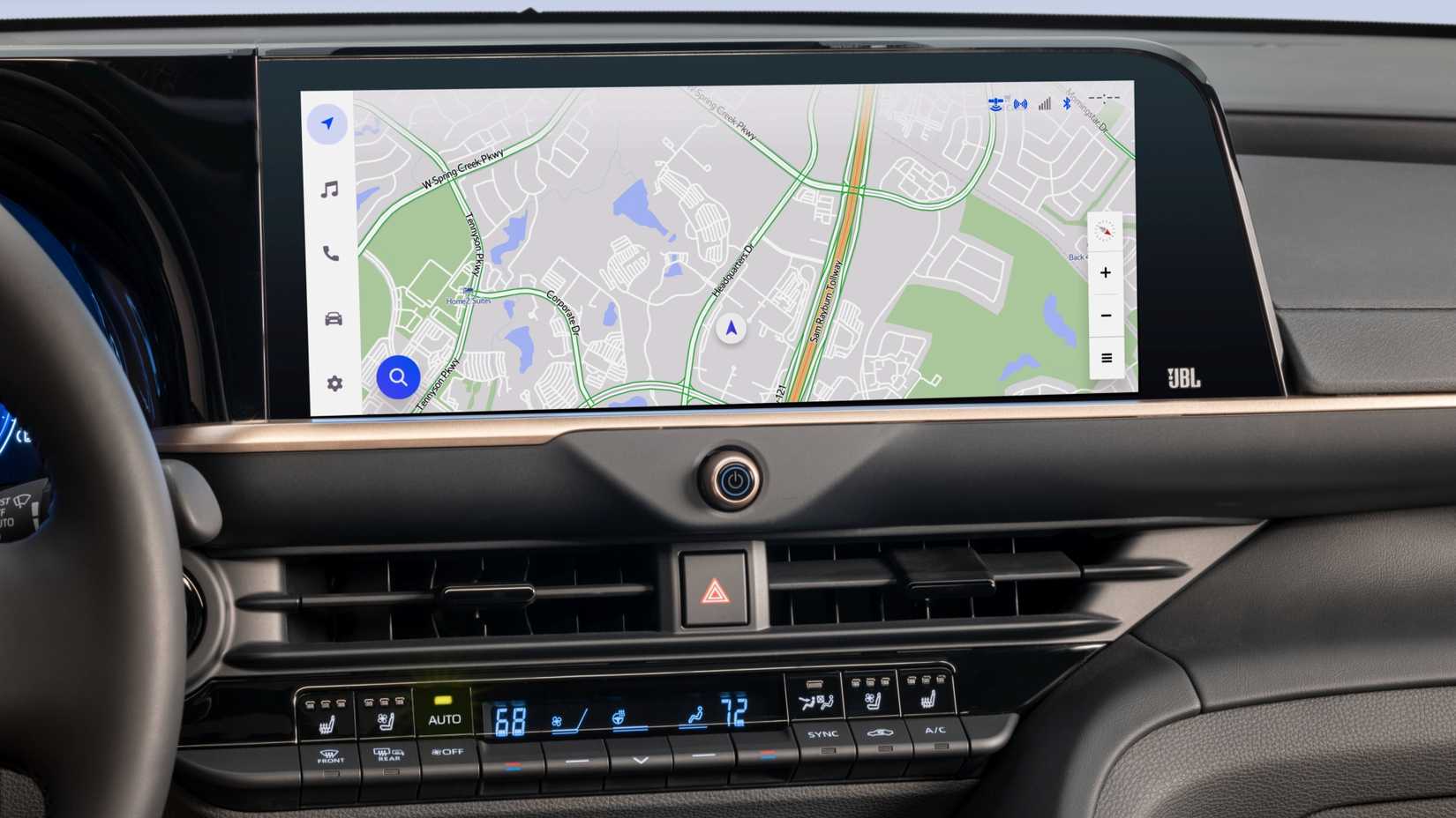 A close-up shot of the Toyota Crown's infotainment screen