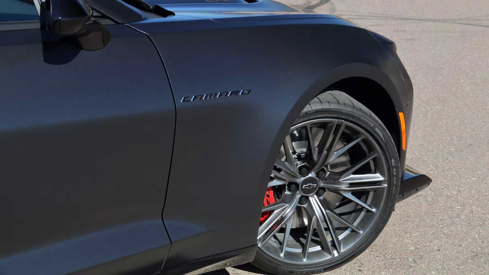 Close-up shot of a 2024 Camaro ZL1 front tire