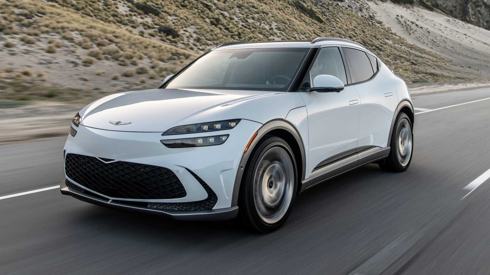White 2024 Genesis GV60 front-quarter