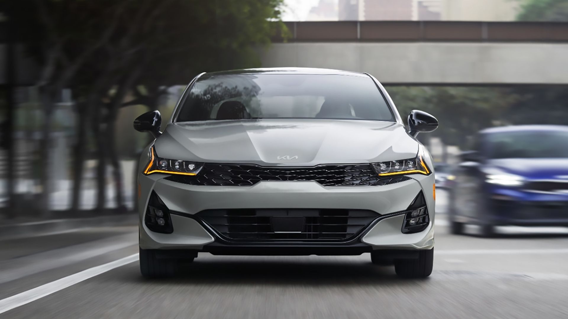 A Gray 2024 kia K5 front shot