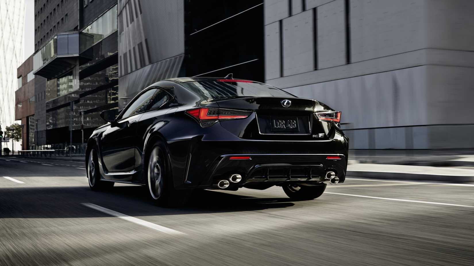 Black Lexus RC F rear-quarter