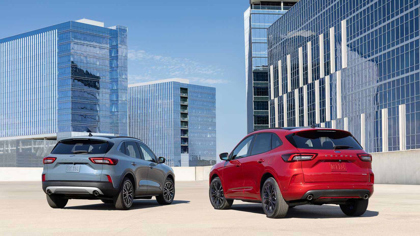 2024 Ford Escape, rear quarter view of two, side by side