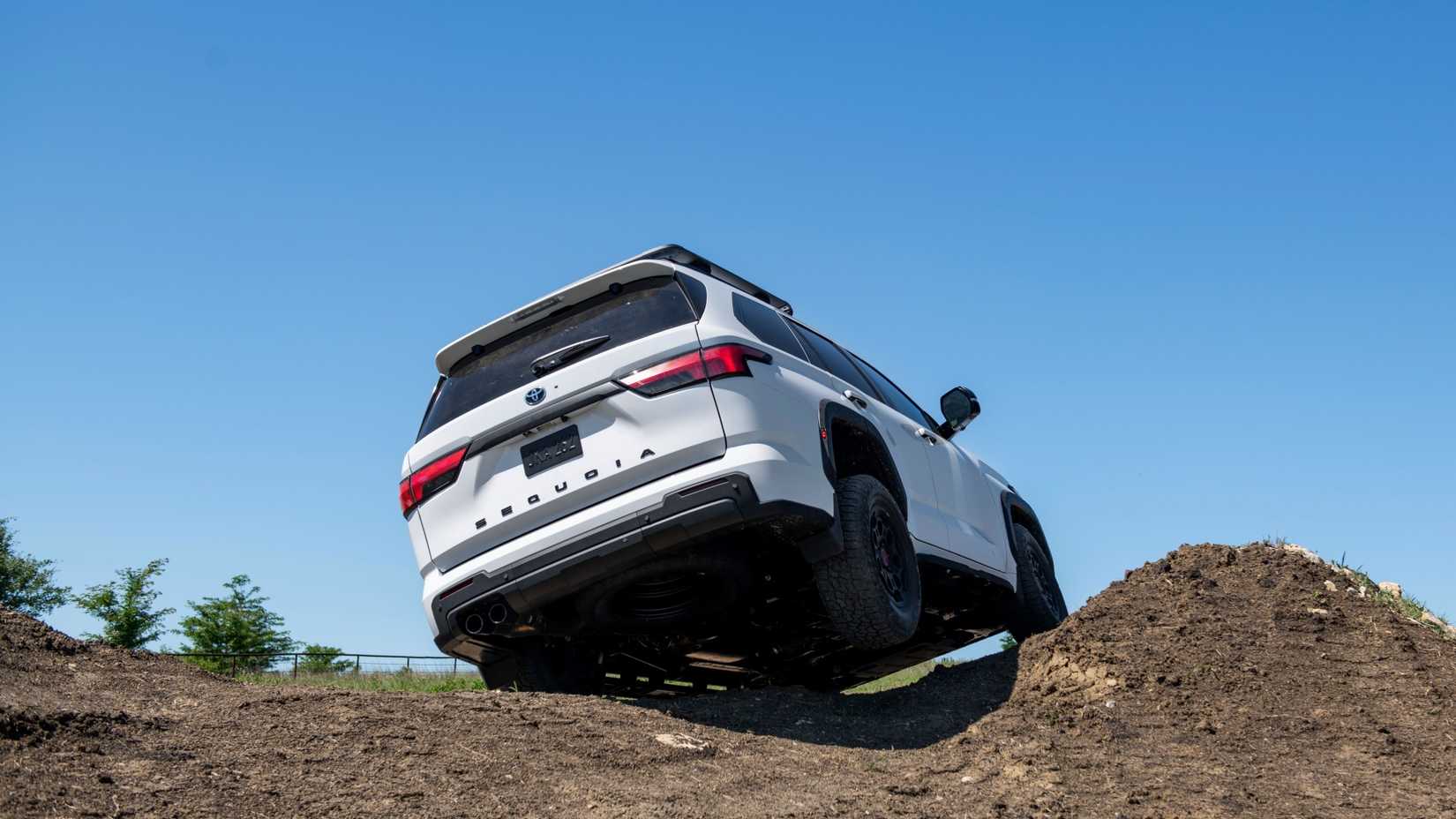 2024 Toyota Sequoia TRD Pro White rear 3/4 shot
