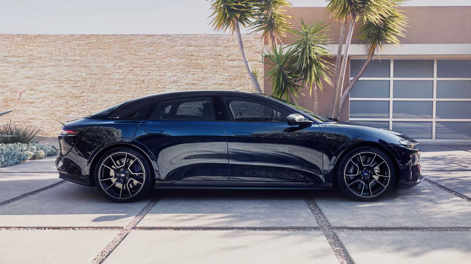 Side profile shot of a Lucid Air Sapphire. 