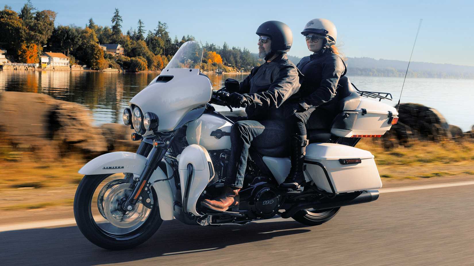 Rider and passenger on a 2024 Harley-Davidson Ultra Limited