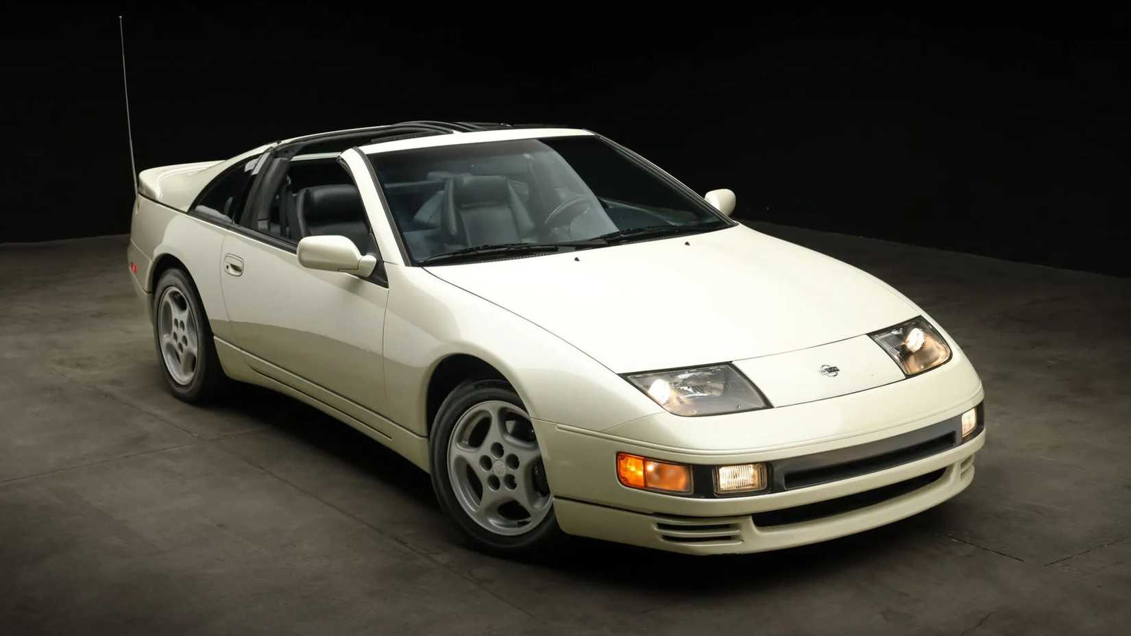 White 1991 Nissan 300ZX Twin Turbo With T Top Down Parked Front 3/4 View