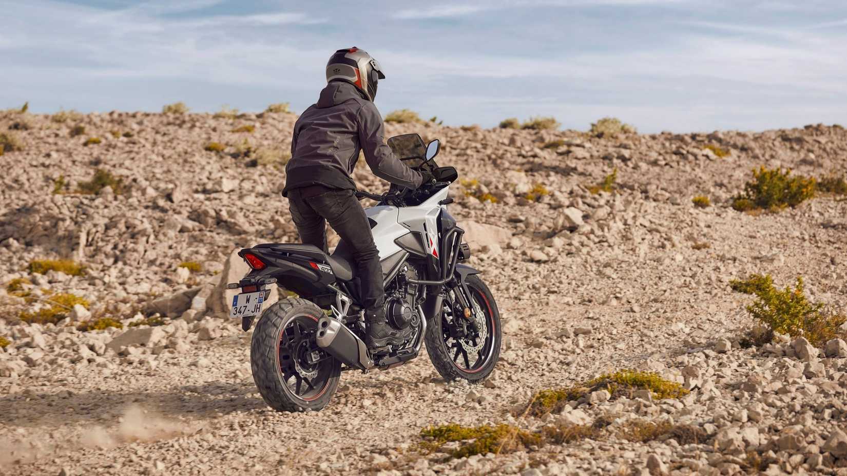 rear shot of a 2024 Honda NX500 off-roading