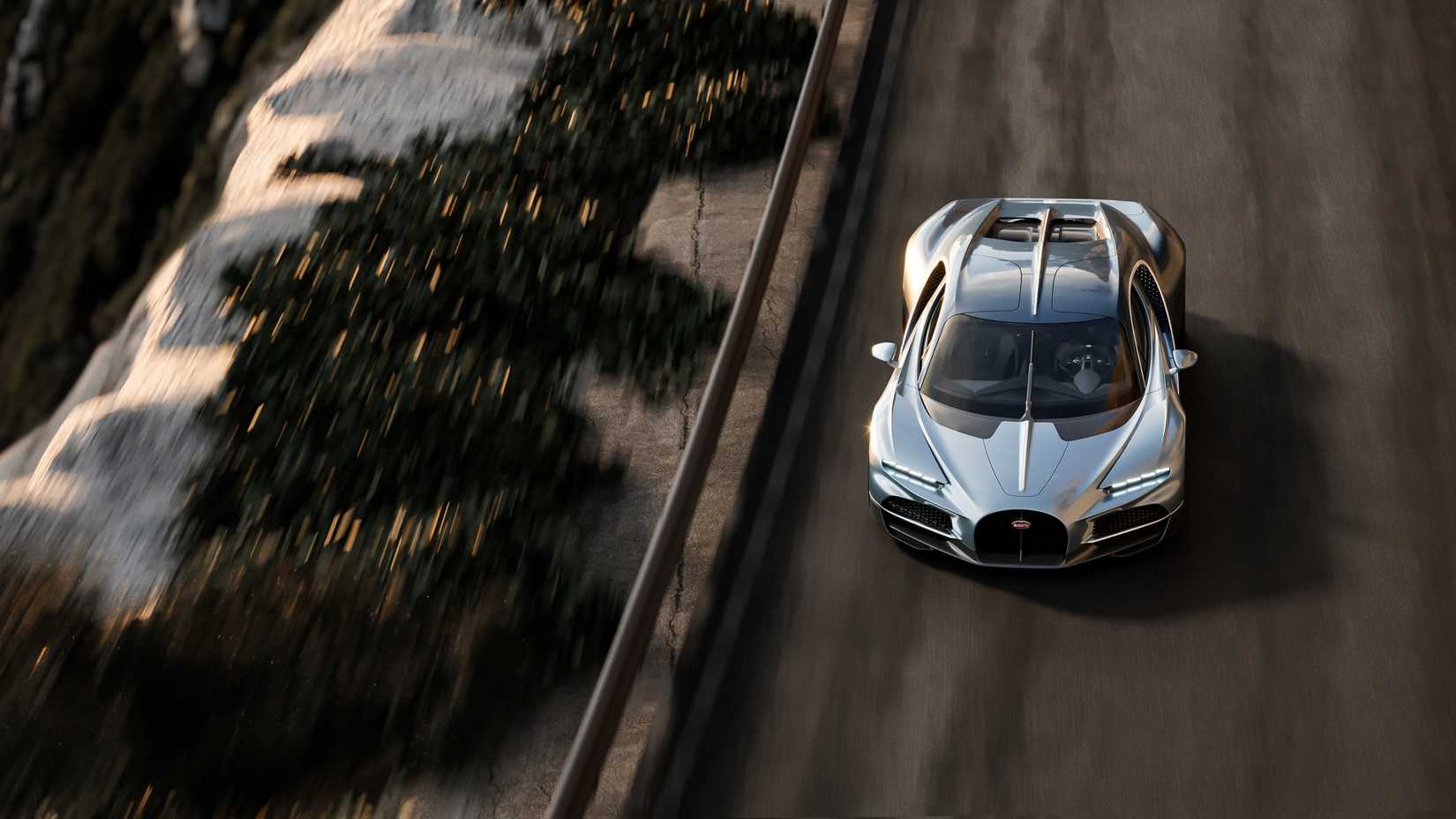 Aerial shot the Bugatti Tourbillon