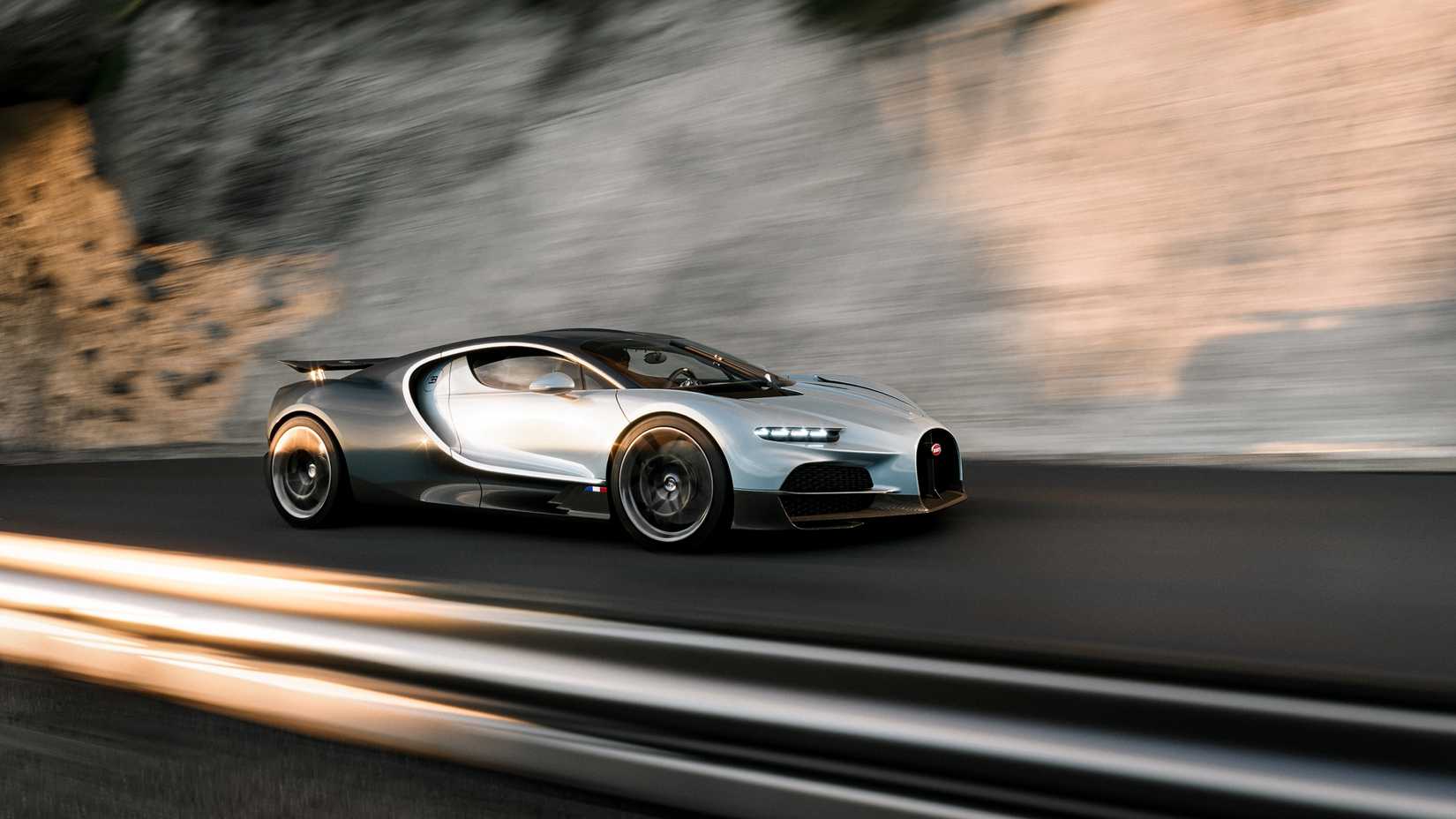 Front three-quarters action shot the Bugatti Tourbillon