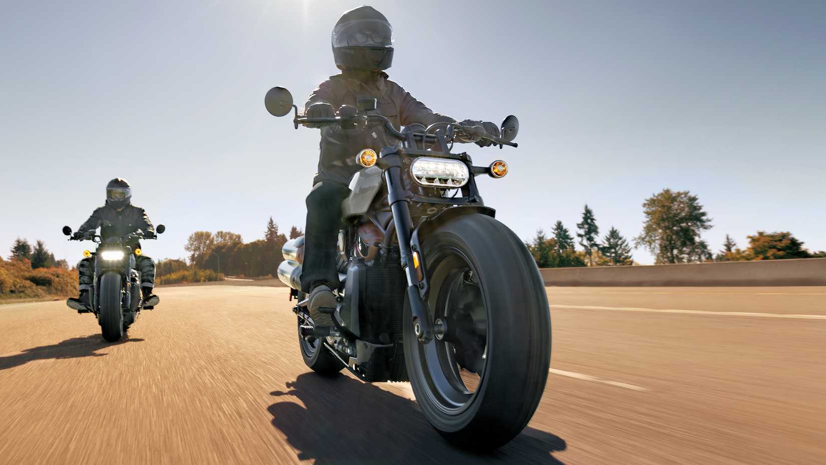 2024 Harley-Davidson Sportster S motorcycles cruising on the road