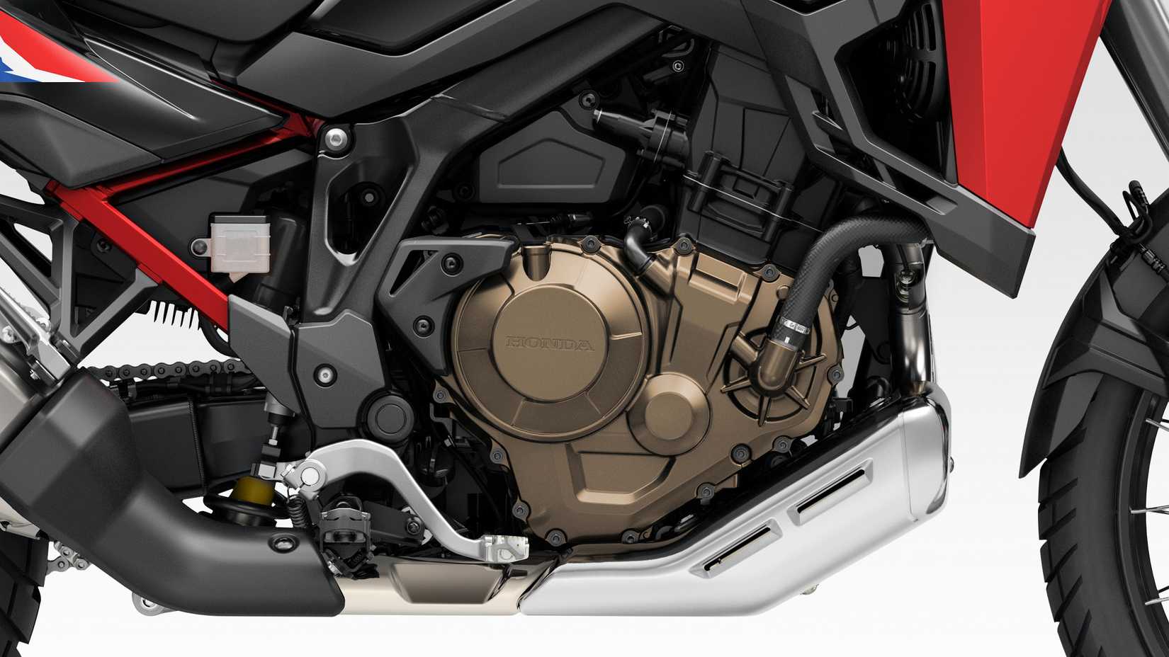 Detalhe do motor Honda Africa Twin CRF1100L 2024