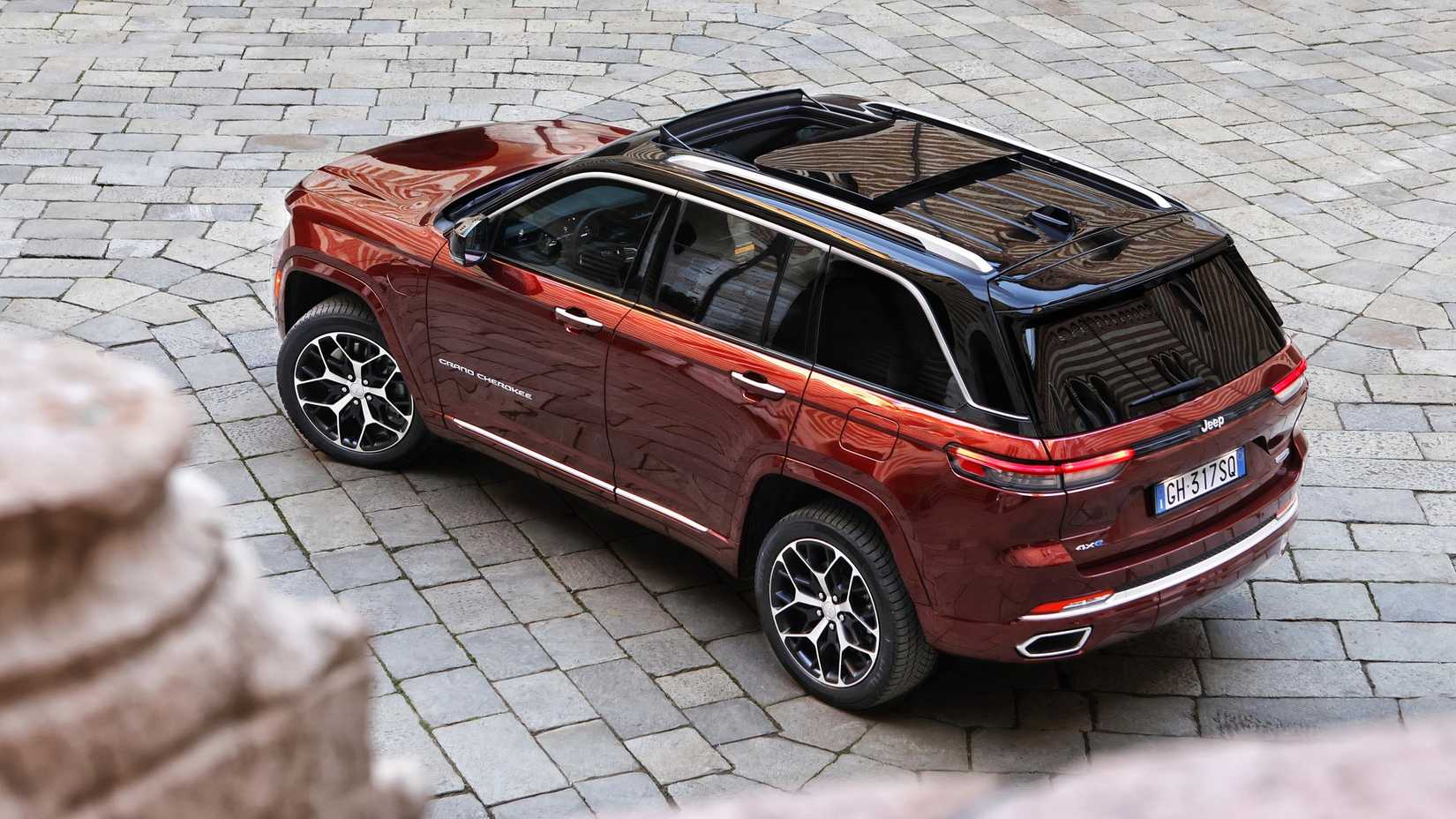 2024 Jeep Grand Cherokee 4xe Hybrid Red Overhead shot