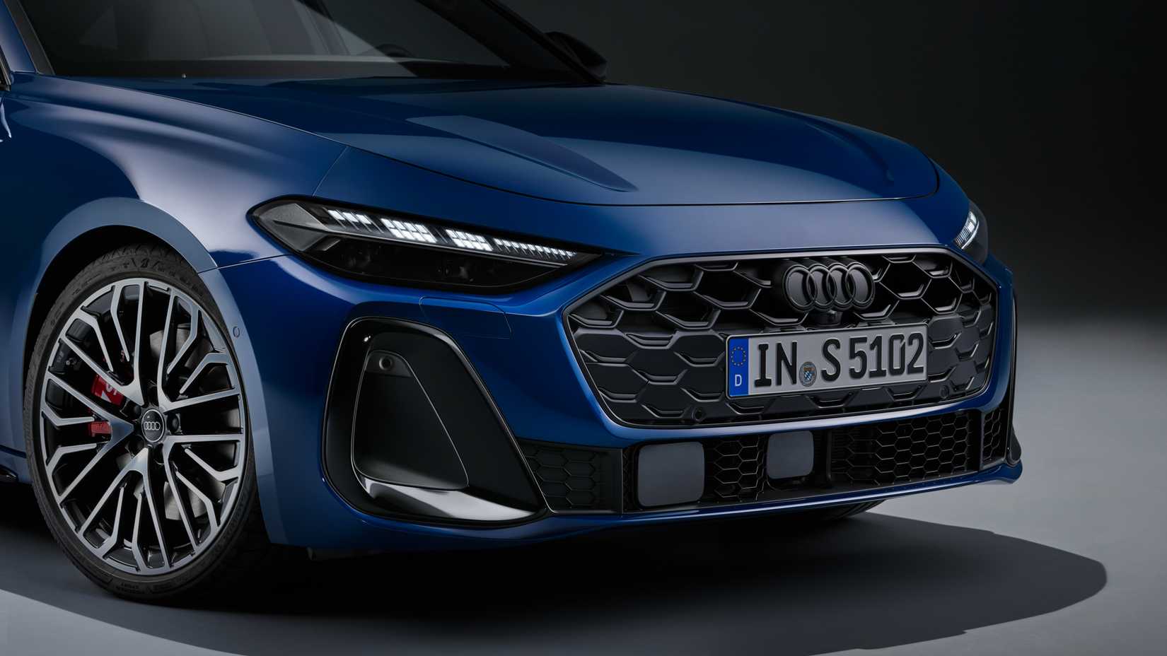 2025 Audi S5 Sedan front-end close-up in studio