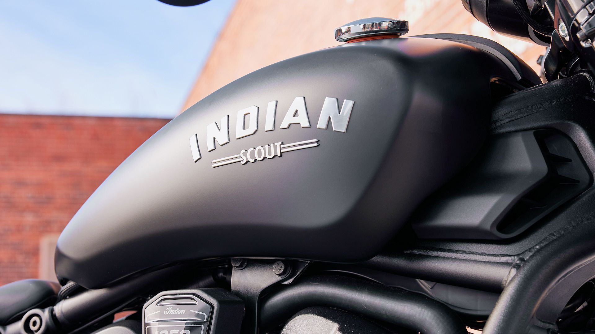 2025 Indian Scout Bobber tank close-up detail