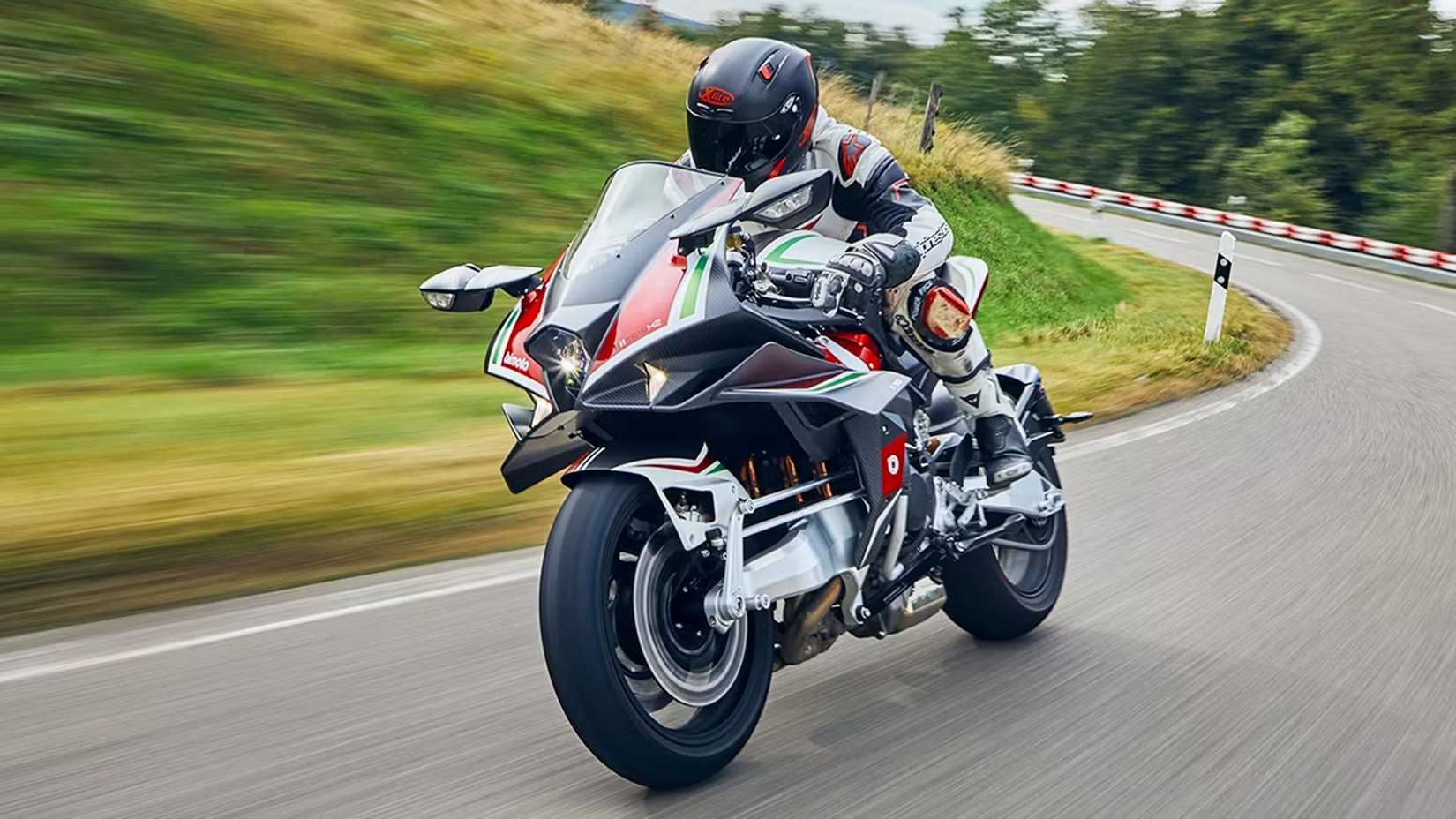 2024 Bimota Tesi H2 Panning Shot While Riding On The Road