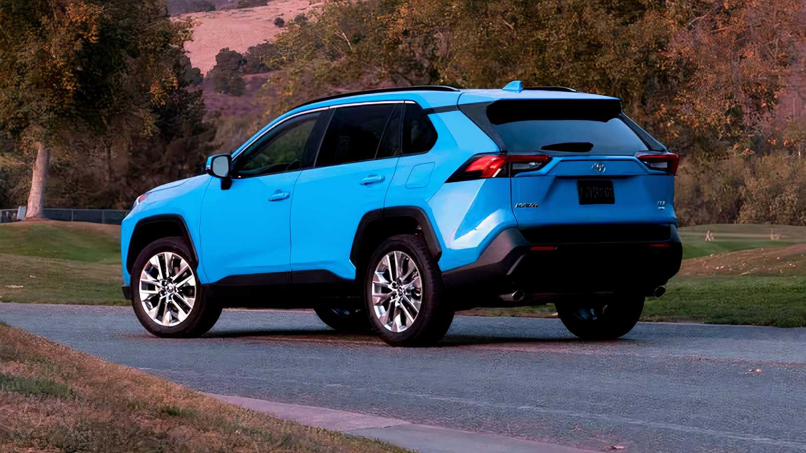 2019 Toyota RAV4 XLE Premium in blue Posing on country road