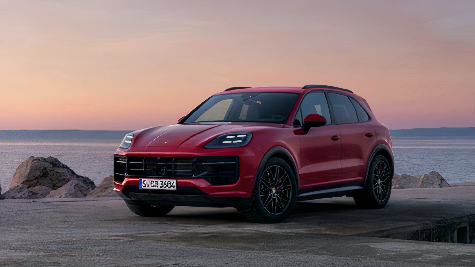 3/4 front view of 2025 Porsche Cayenne Coupe GTS