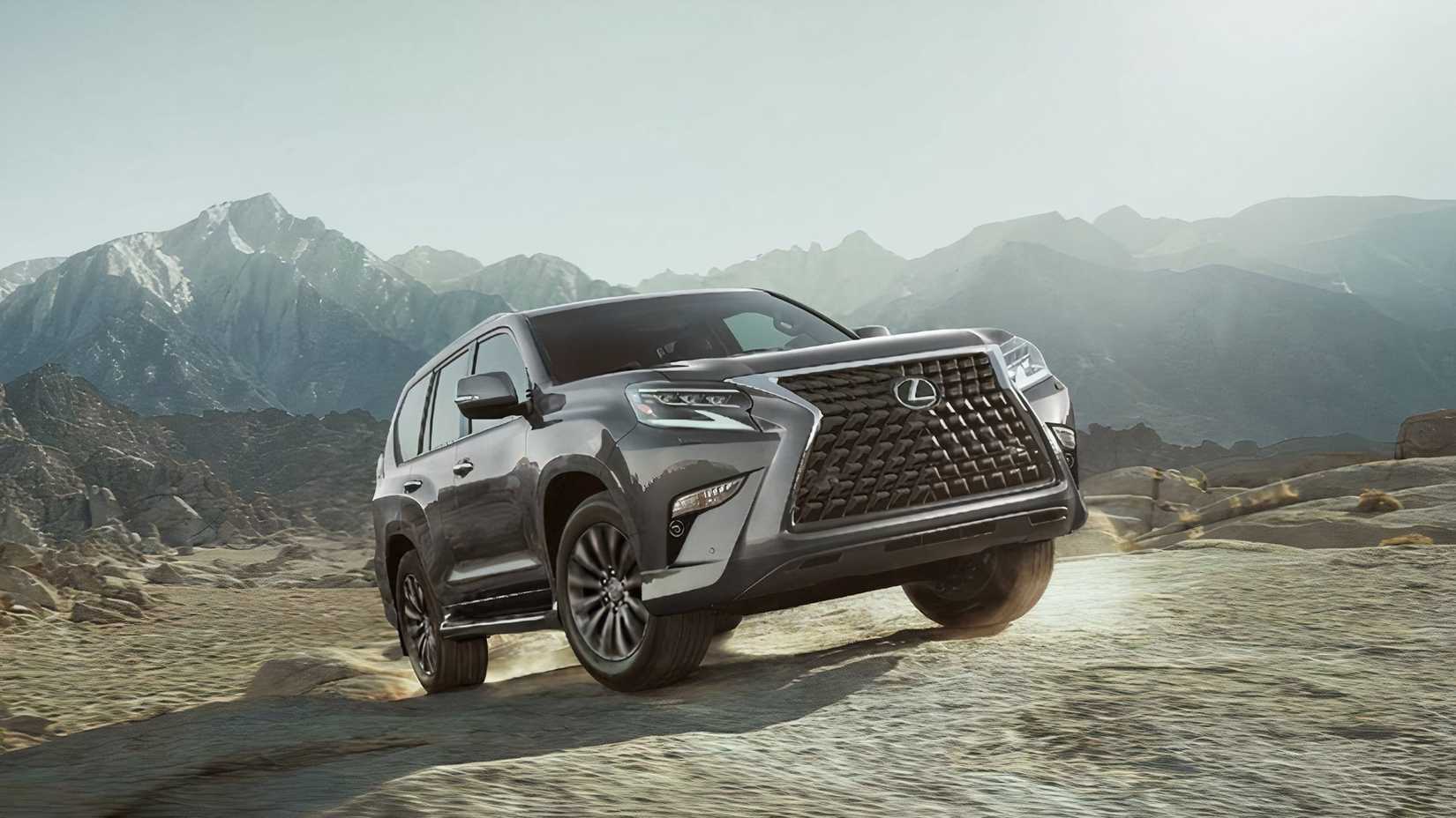 Front 3/4 shot of a Lexus GX traveling off-road