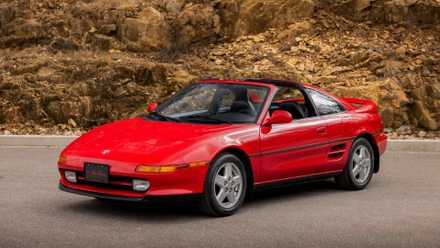 A red 1993 toyota mr2 turbo front 3/4 exterior shot