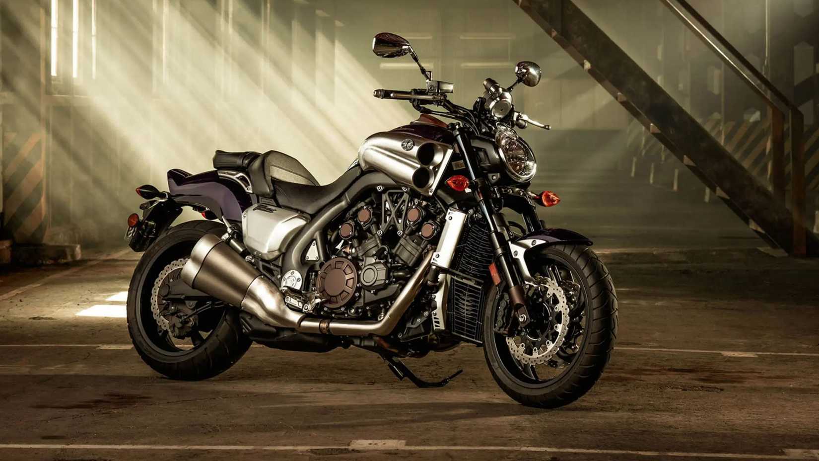 2013 Yamaha VMAX parked in warehouse.