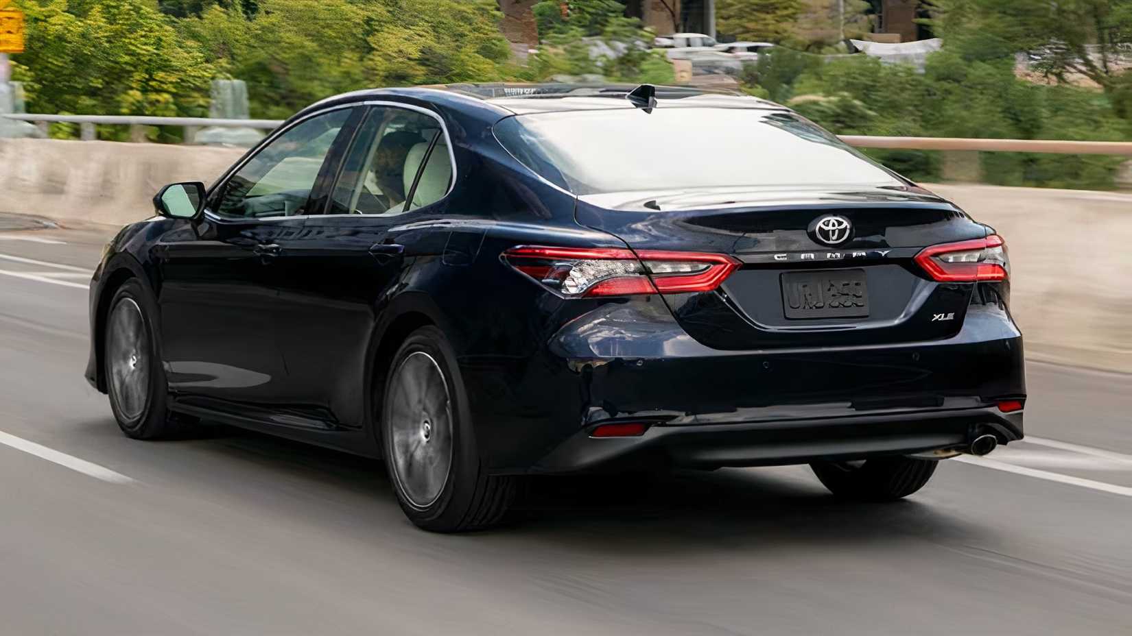 A rear view of a 2023 Toyota Camry