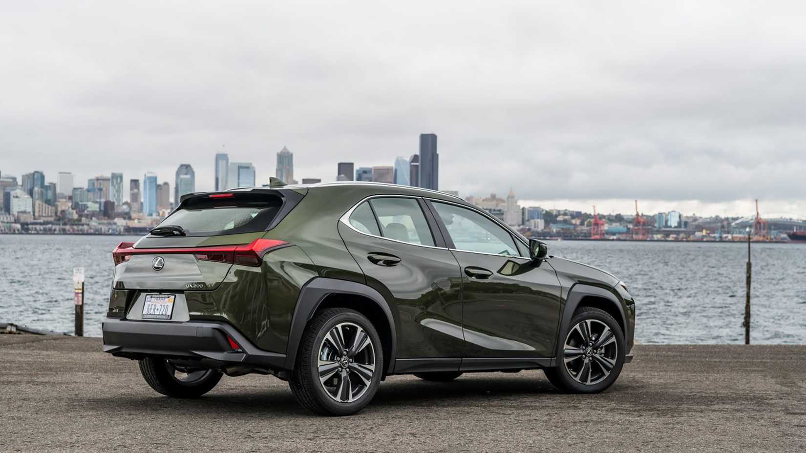 A rear, right hand-side shot of a 2020 Lexus UX
