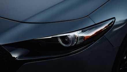 Close up of the headlights on the 2025 Mazda3