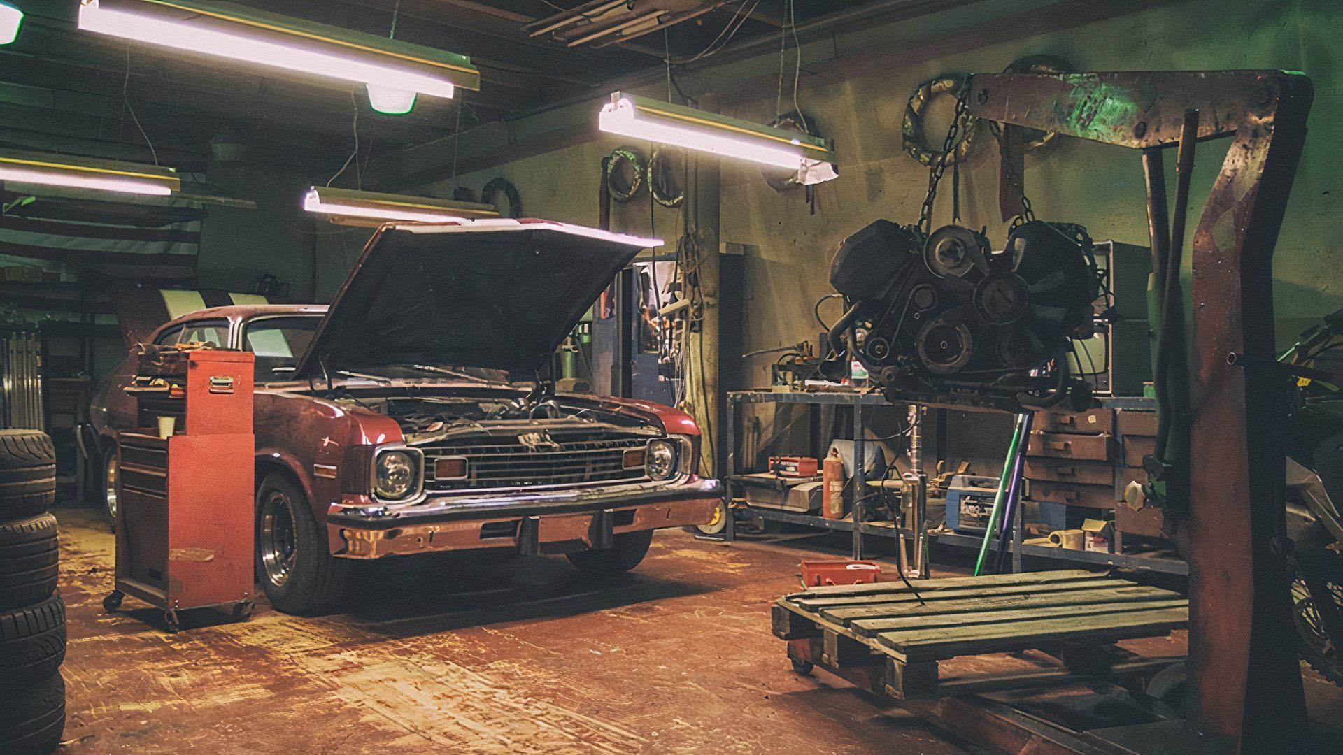 Car with engine pulled