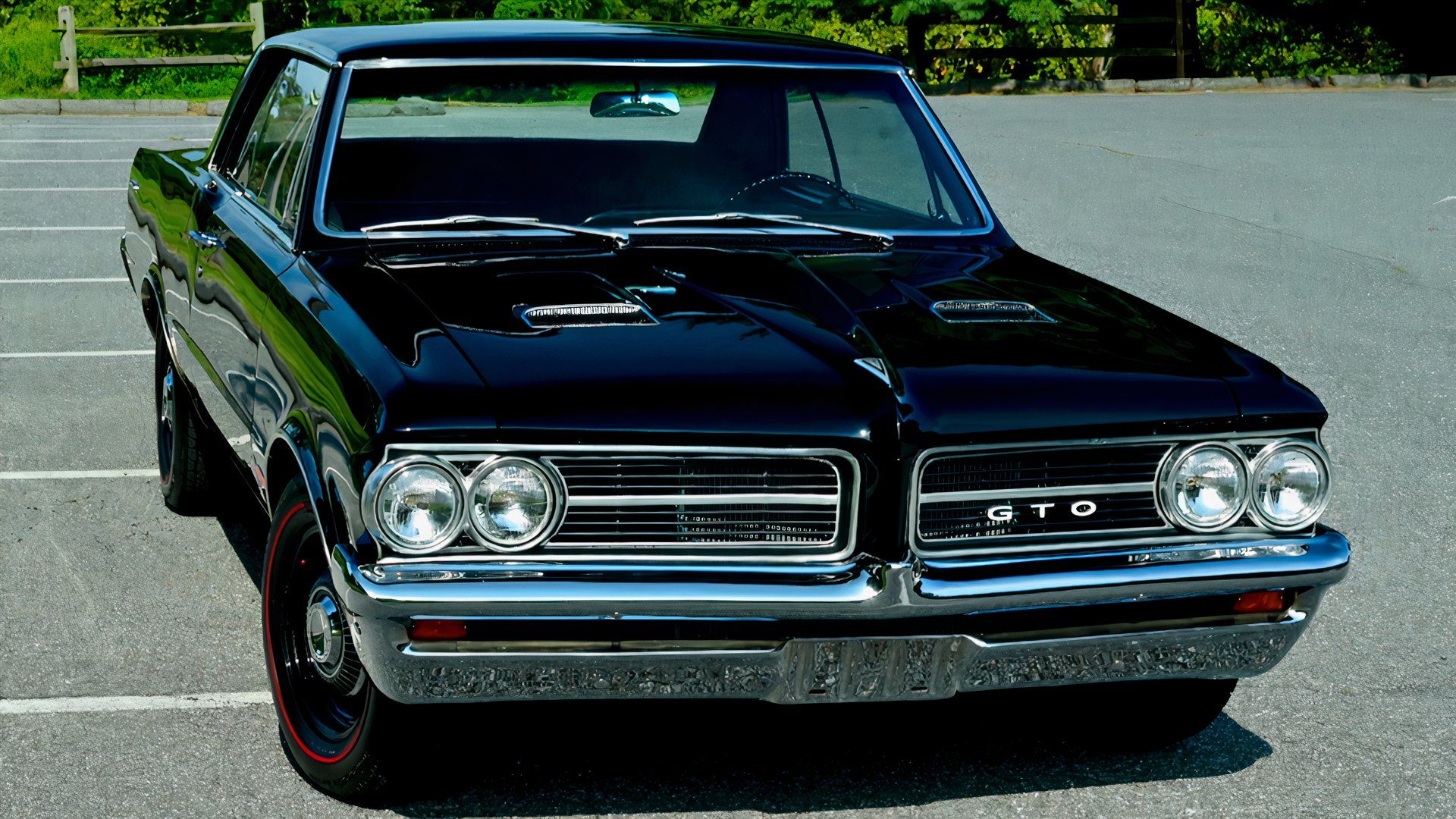 3/4 front view of 1964 Pontiac GTO black