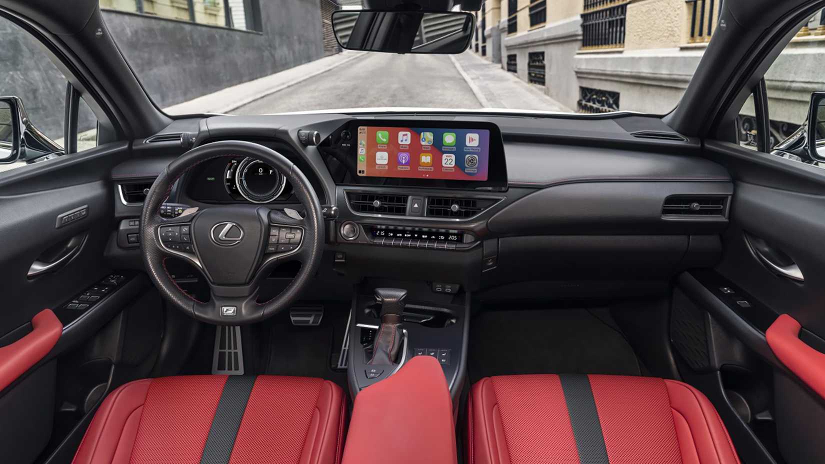 The interior cabin of a 2023 Lexus UXh F Sport