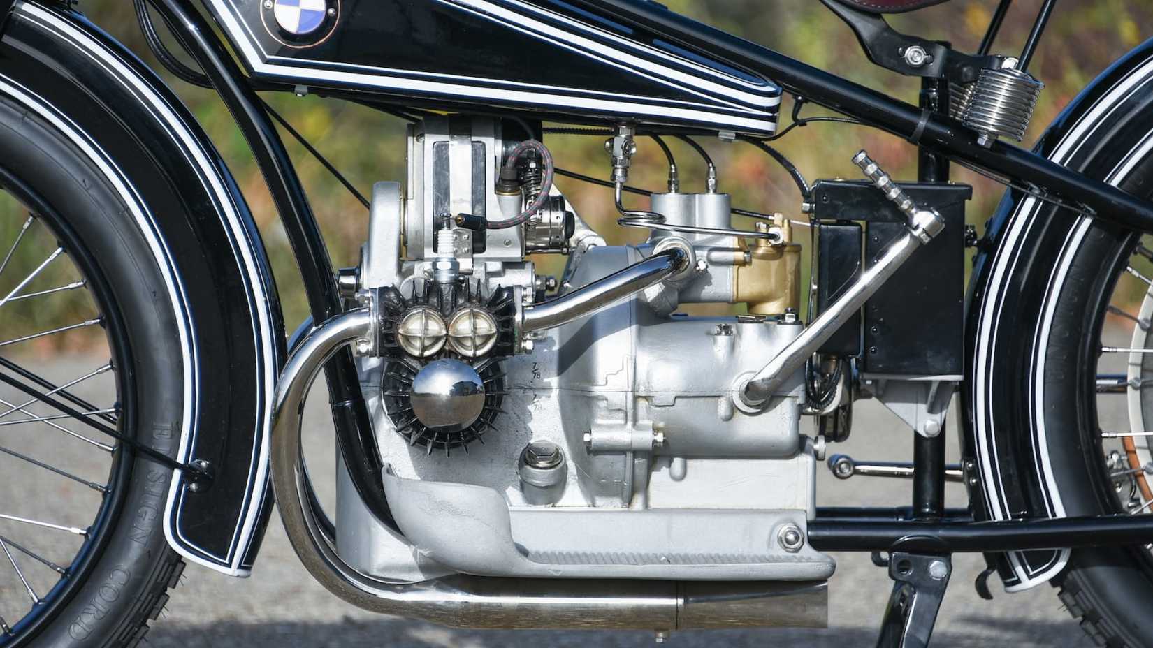 1925 BMW R32 flat-twin boxer engine close-up shot
