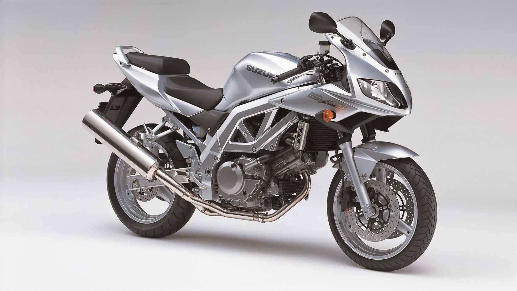 2003 Suzuki SV650S in silver front third quarter view