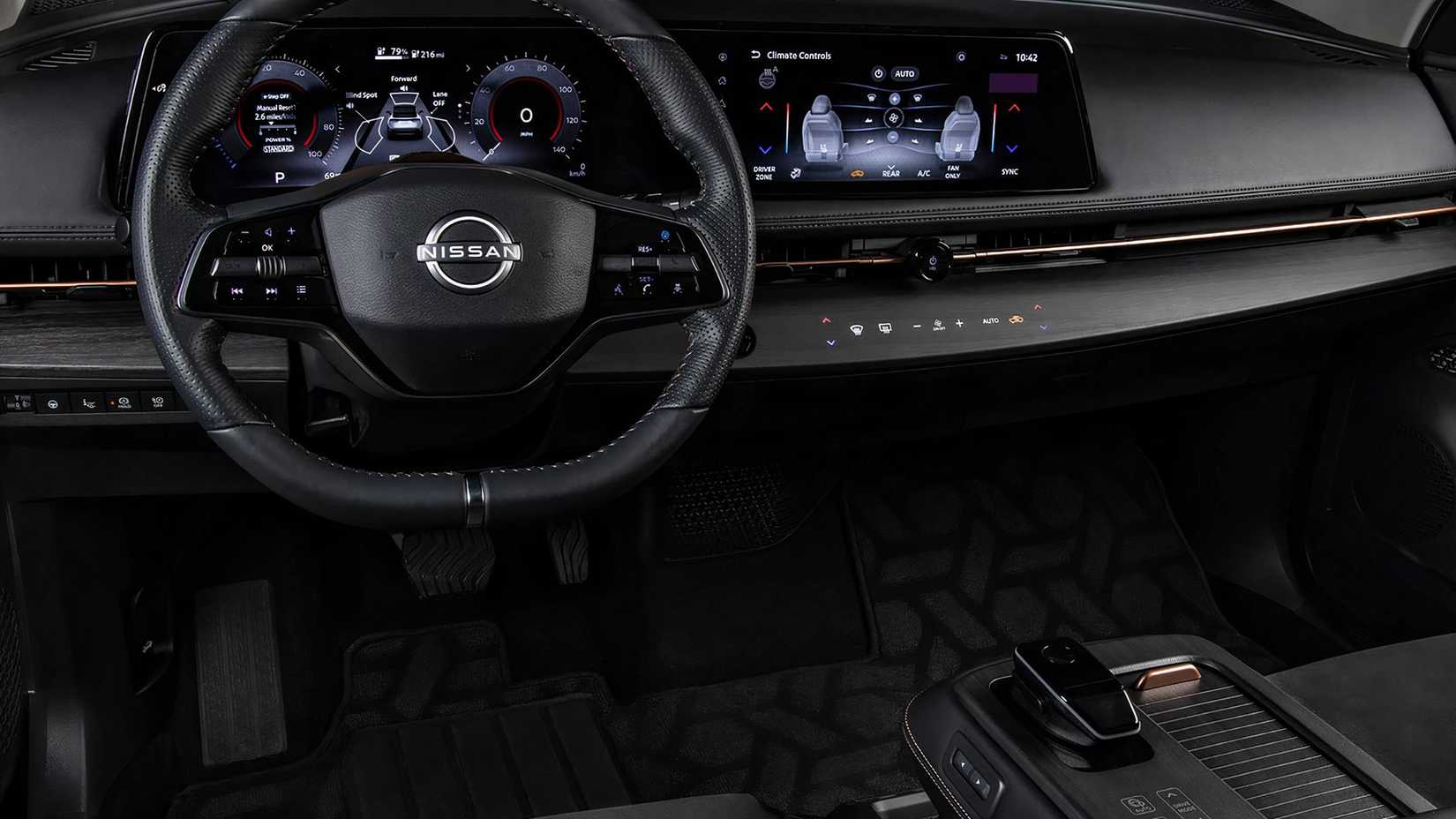 A shot of the cockpit of a 2023 Nissan Ariya
