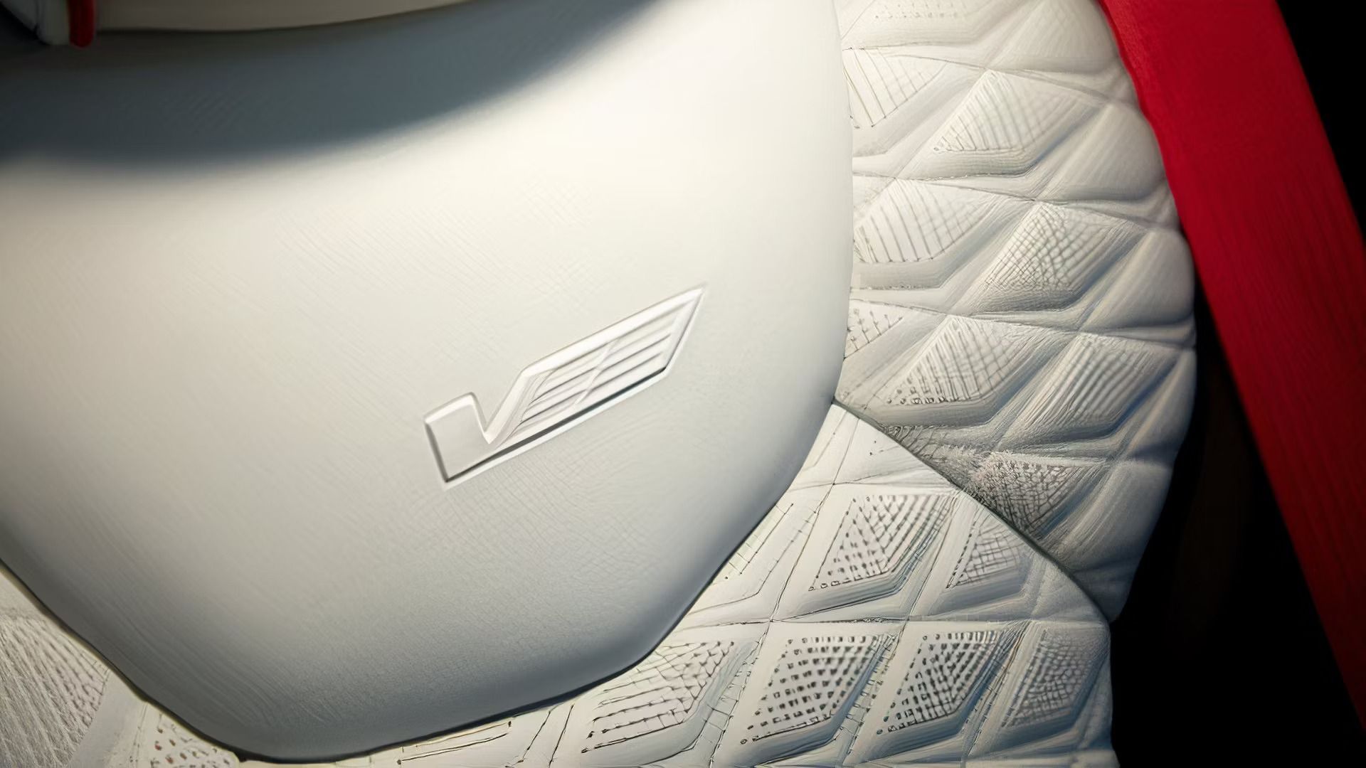 Cadillac CT4-V Blackwing close-up interior shot showing front seat detail