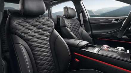 Genesis G80 interior shot showing front seats