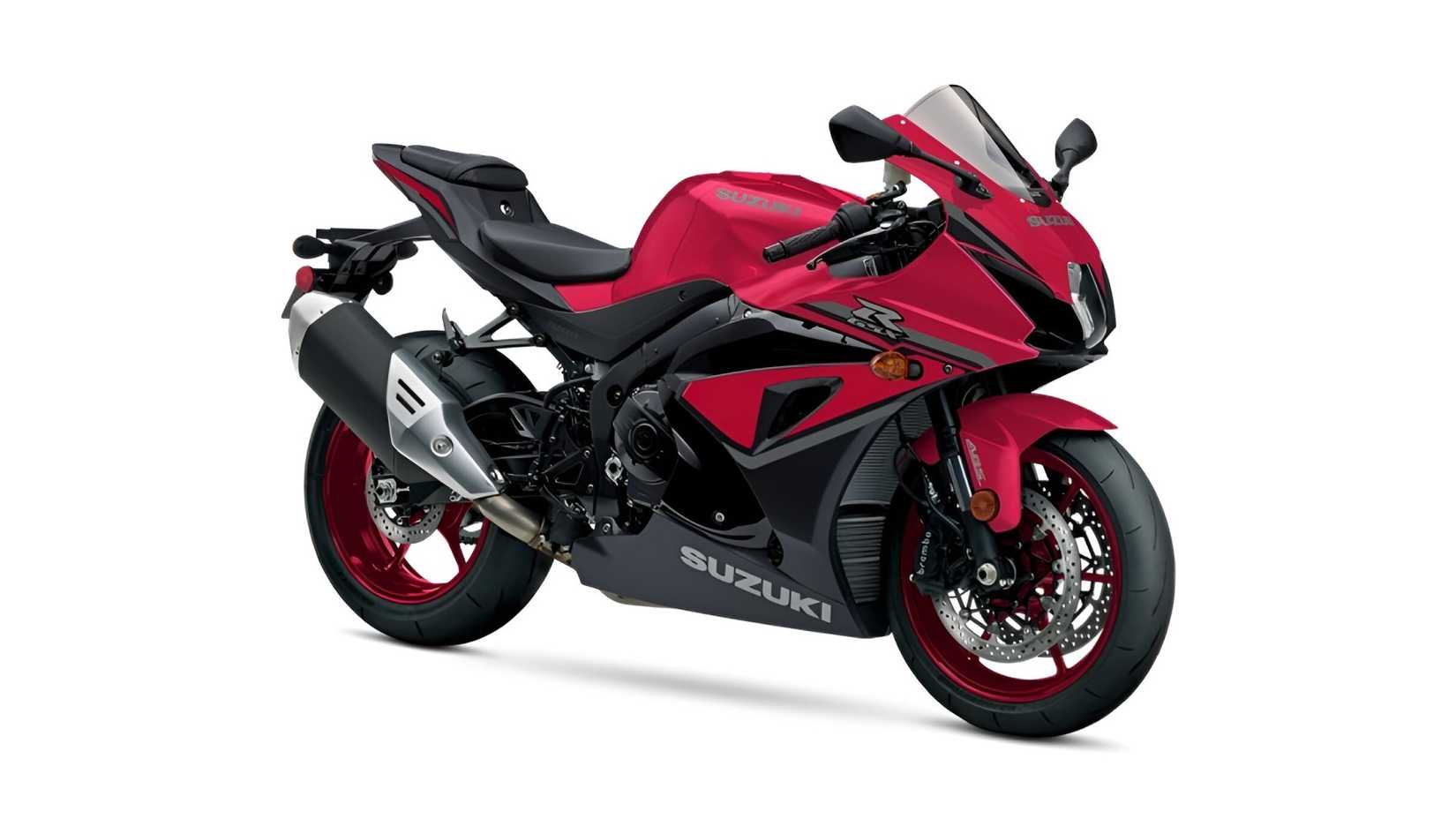 2025 Suzuki GSX-R1000 em vista frontal vermelha do terceiro quarto