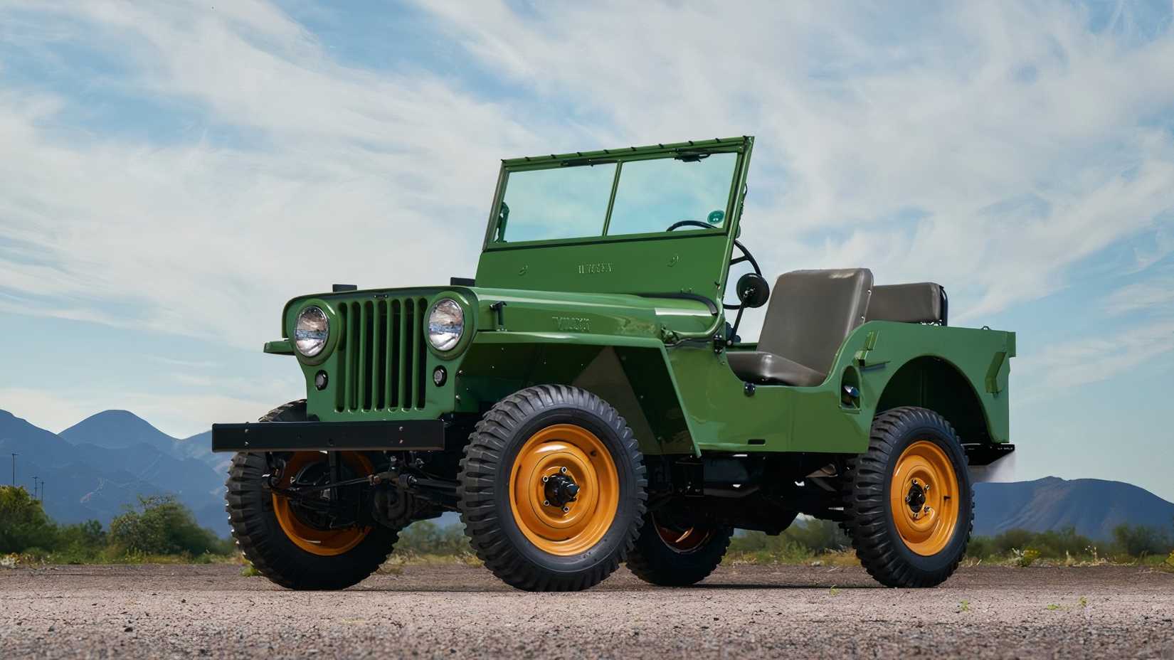 1946 Willys Overland CJ-2A in green parked