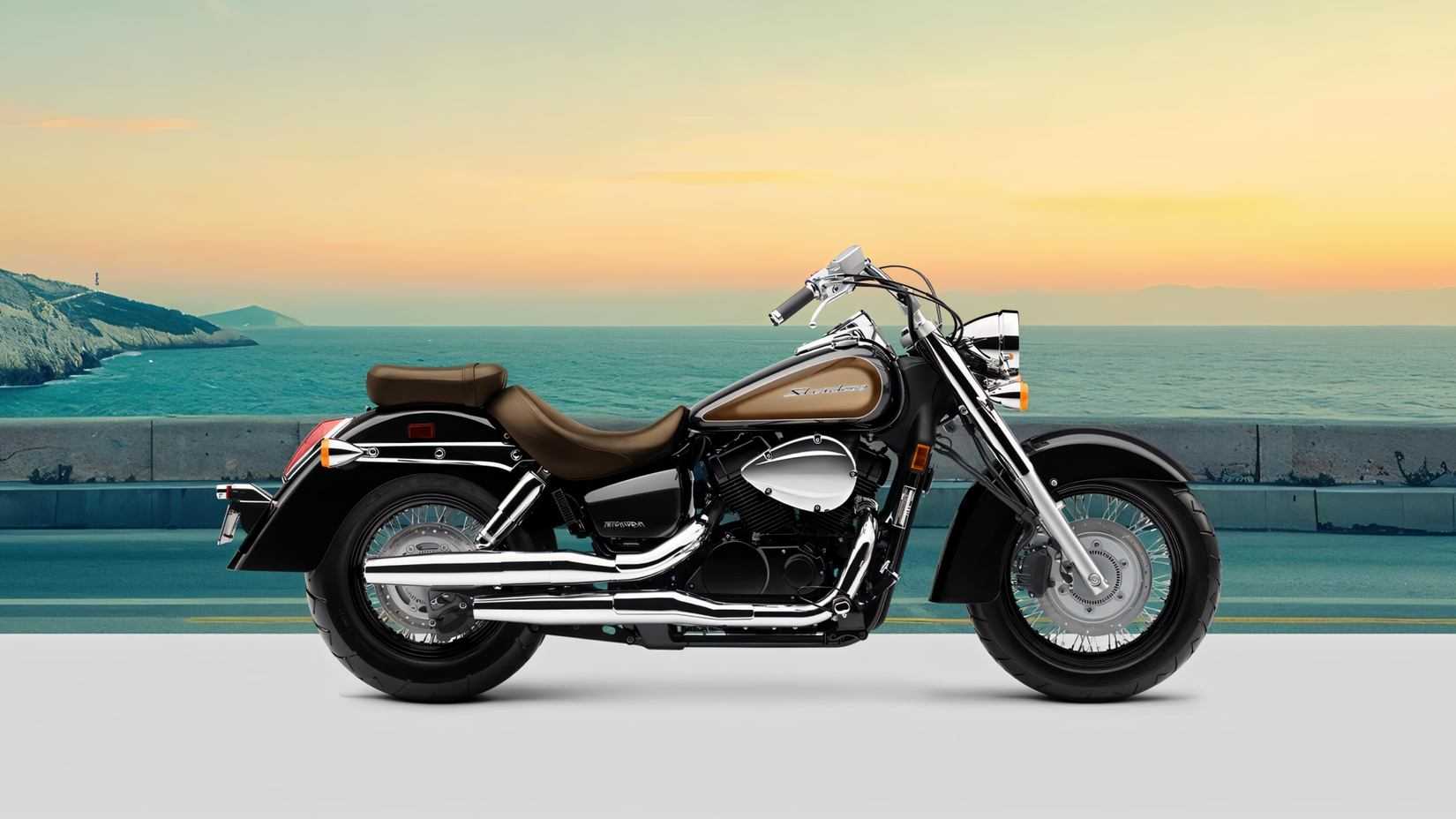 Vista lateral do perfil do Honda Shadow Aero