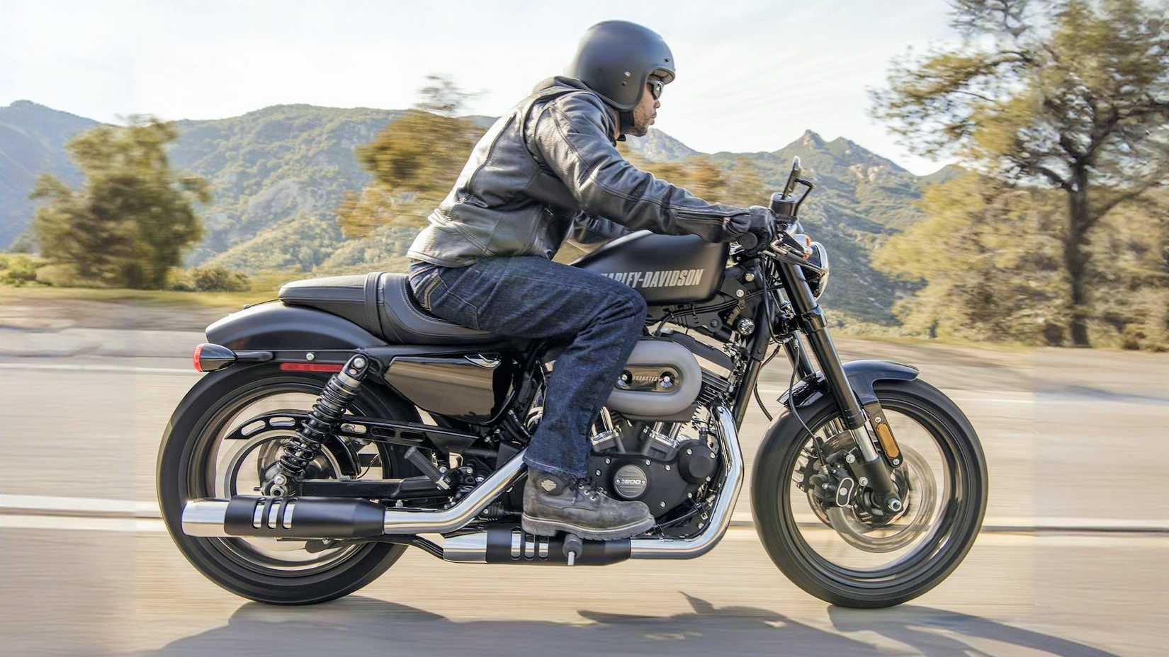 Rider on a 2016 Harley-Davidson Sportster 1200 Custom