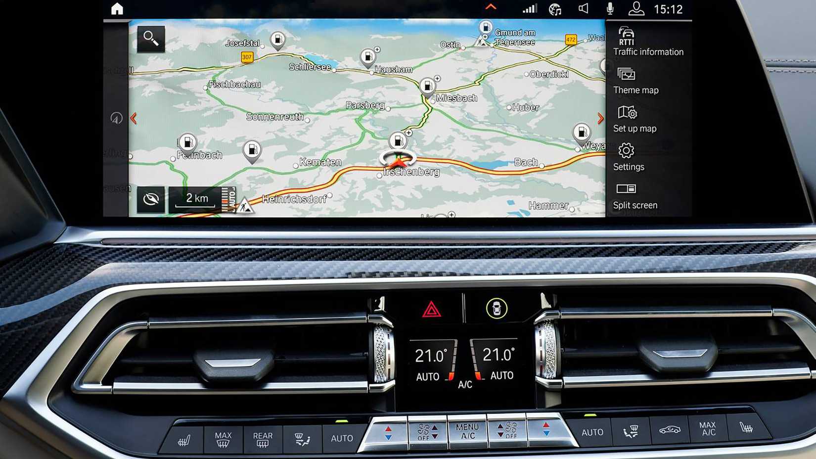 The infotainment system showing the navigational system at work in a 2023 BMW X6