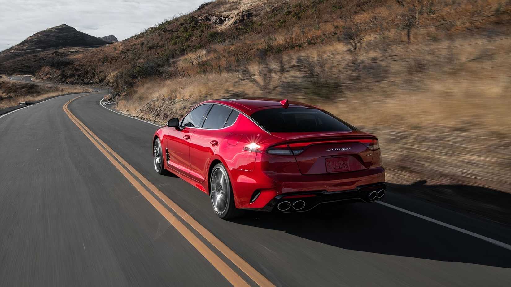 Rear action shot of a 2023 Kia Stinger GT2