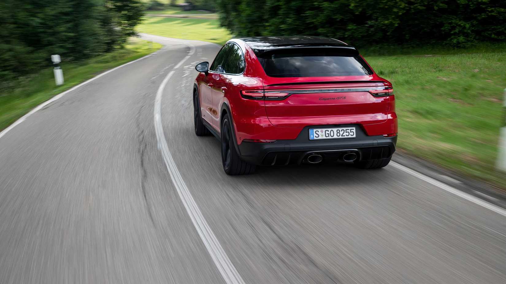 2020 Porsche Cayenne in red driving