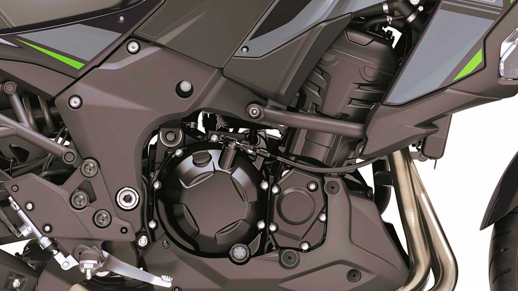 Detalhe do motor Kawasaki Versys 1100 SE LT 2025