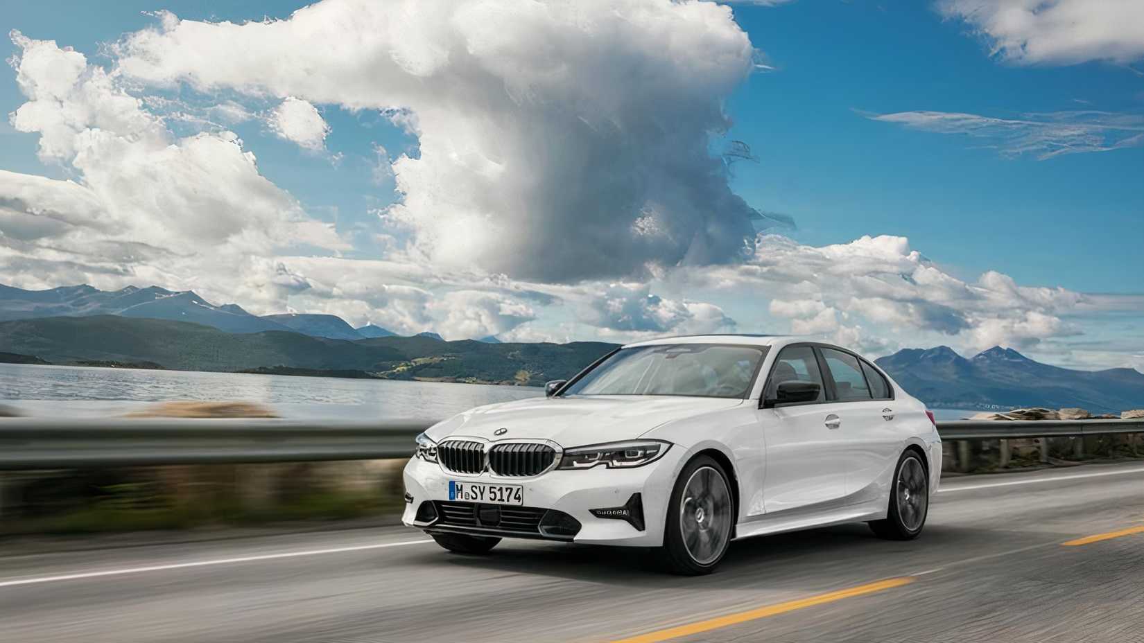 3/4 action shot of a 2020 BMW 3 Series