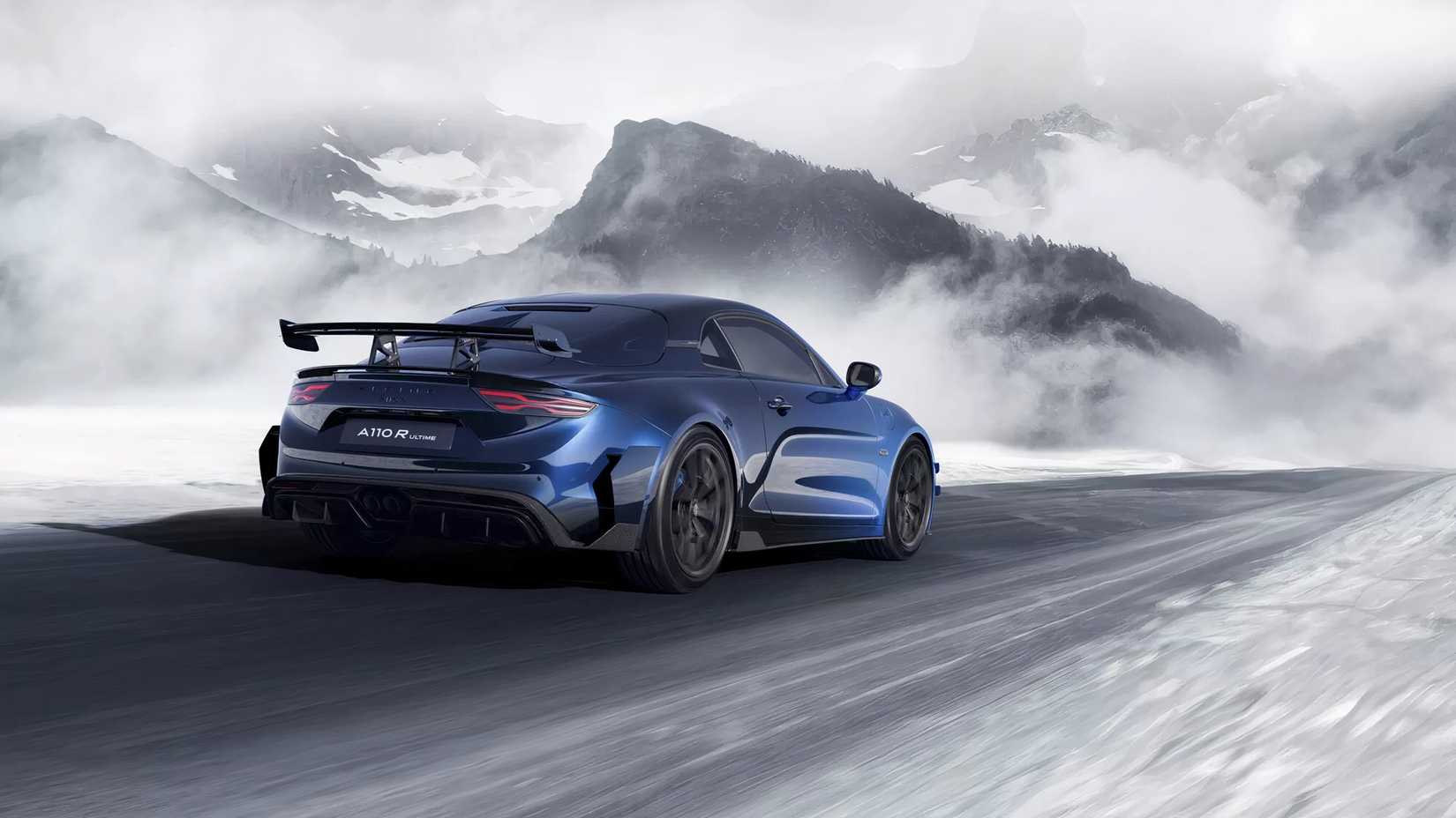 Rear three-quarter shot of the Alpine A110 R Ultime