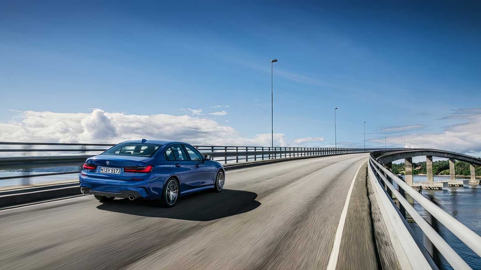 3/4 action shot of a 2020 BMW 3 Series