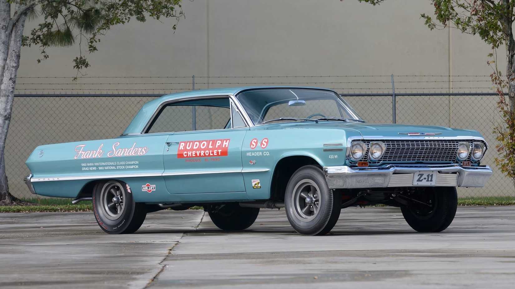 3/4 side view of 1963 Chevrolet Impala Z11 aqua
