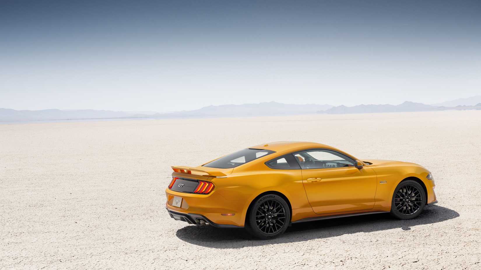 Rear 3/4 shot of a 2019 Ford Mustang GT