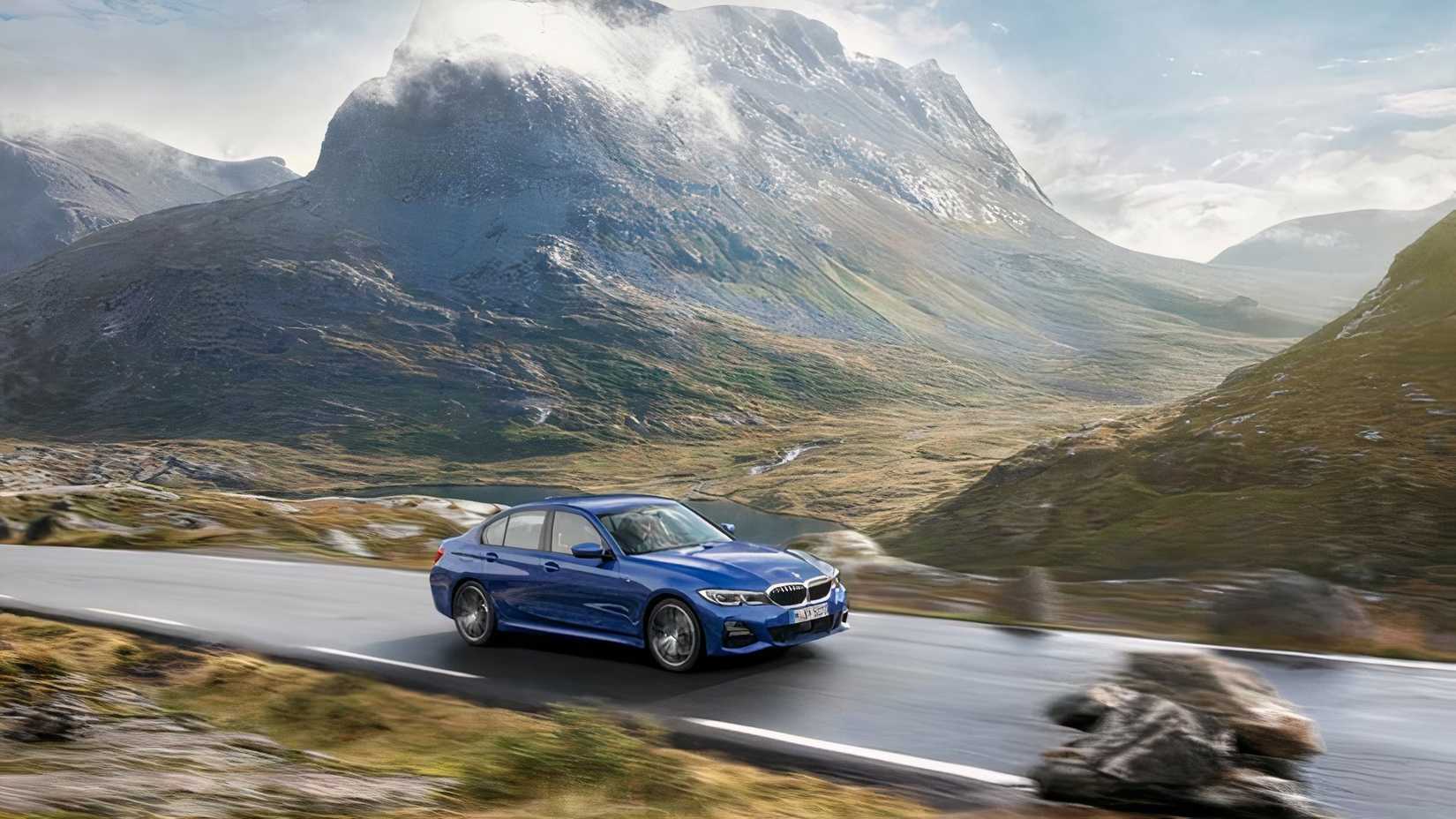 Front 3/4 action shot of a 2020 BMW 3 Series