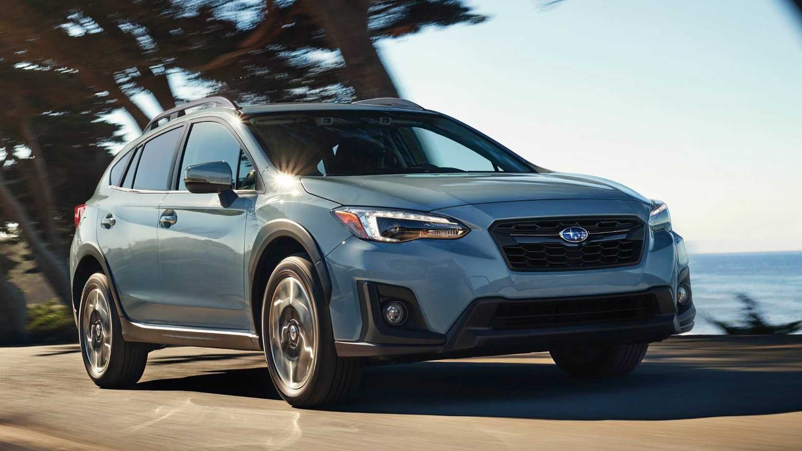 Front 3/4 action shot of a 2018 Subaru Crosstrek